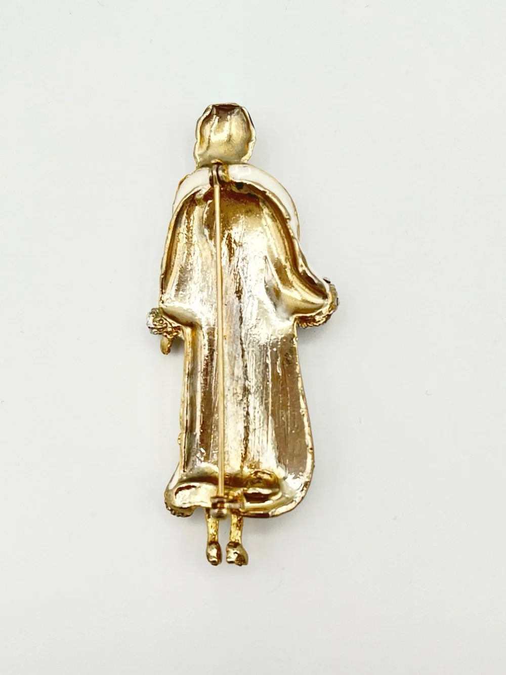 Art Deco Revival Rhinestone & Enamel Figural Lady Brooch